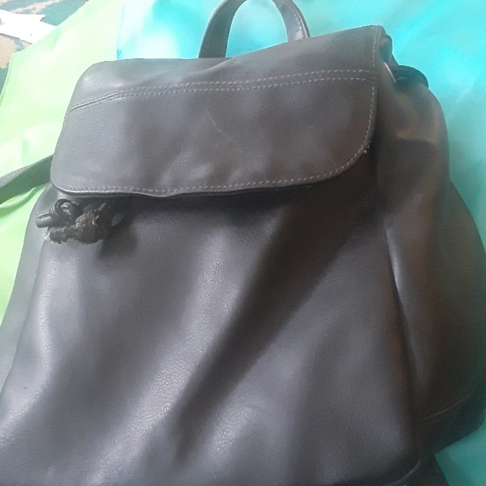 Black leather small satchel packback